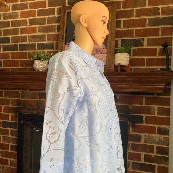 WOMEN'S ALFRED DUNNER blue FLORAL 2-FER  KNIT TOP WITH NECKLACE SP $58 New - Picture 5 of 16